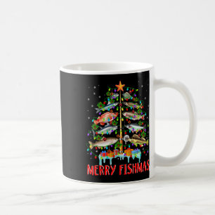 Merry Fishmas Funny Christmas Tree Lights Fish Fis Coffee Mug