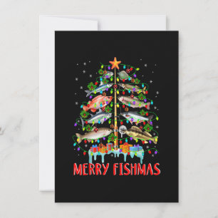 Merry Fishmas Funny Christmas Tree Lights Fish Fis Invitation