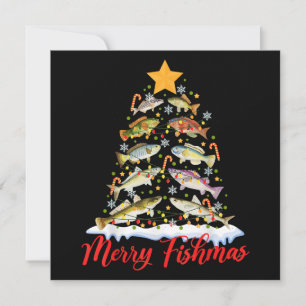 Merry Fishmas Funny Christmas Tree Lights Fish Fis Invitation