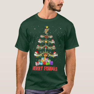 Merry Fishmas Funny Christmas Tree Lights Fishes F T-Shirt