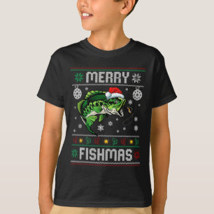 Merry Fishmas Funny Fish Fishing Fisherman Ugly Ch T-Shirt