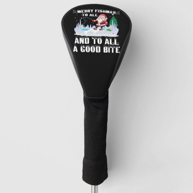 Merry Fishmas Funny Fish Fishing Fisherman Xmas Golf Head Cover (Front)