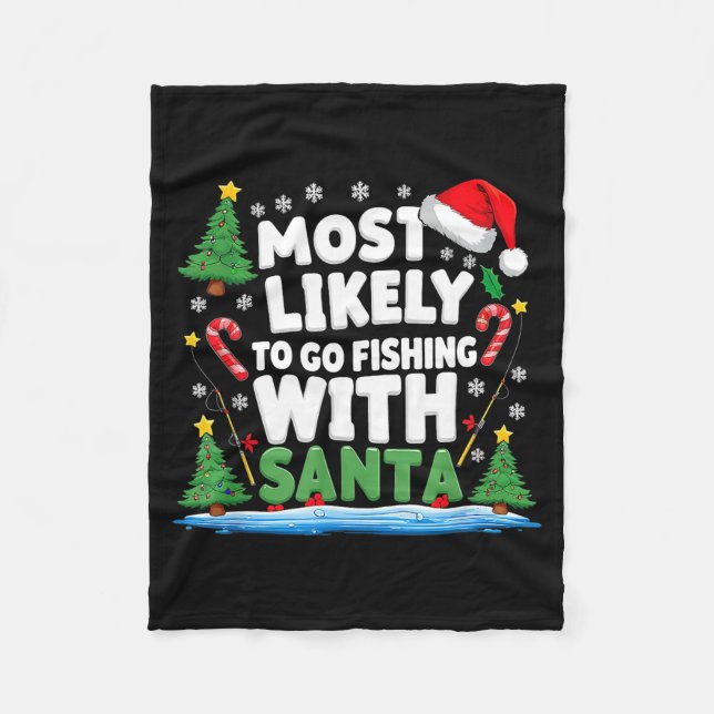 Merry Fishmas Funny Fish Santa Bigfoot Christmas F Fleece Blanket (Front)
