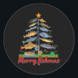 Merry Fishmas Funny Fisher Christmas Tree Fishing  Classic Round Sticker<br><div class="desc">Merry Fishmas Funny Fisher Christmas Tree Fishing Pajama</div>