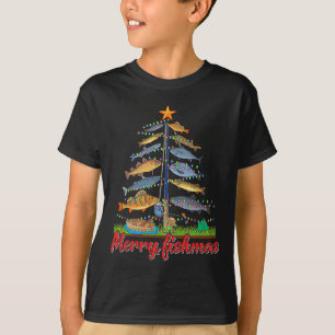 Merry Fishmas Funny Fisher Christmas Tree Fishing  T-Shirt