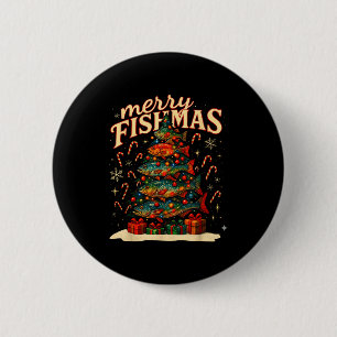 Merry Fishmas Funny Fishing Christmas Design  2 Inch Round Button
