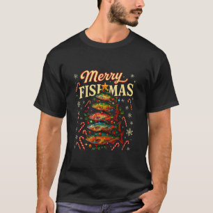 Merry Fishmas Funny Fishing Christmas Design T-Shirt