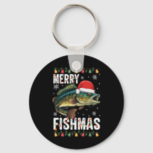 Merry Fishmas Funny Fishing Christmas Pajama Fishe Keychain