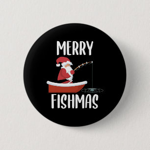 Merry Fishmas Funny Santa Fishing Fisherman Christ 2 Inch Round Button