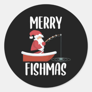 Merry Fishmas Funny Santa Fishing Fisherman Christ Classic Round Sticker