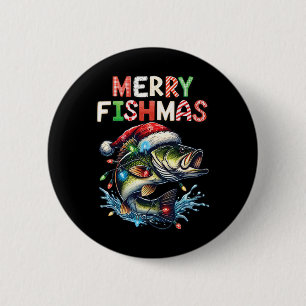 Merry Fishmas Santa Fishing Lovers Funny Fisherman 2 Inch Round Button