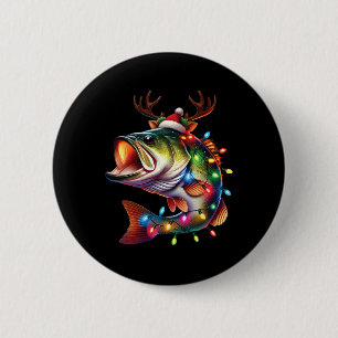 Merry Fishmas Santa Fishing Lovers Funny Fisherman 2 Inch Round Button