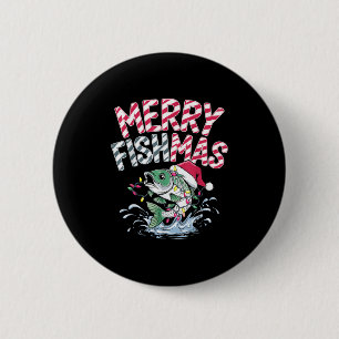 Merry Fishmas Santa Fishing Lovers Funny Fisherman 2 Inch Round Button