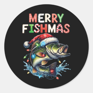 Merry Fishmas Santa Fishing Lovers Funny Fisherman Classic Round Sticker