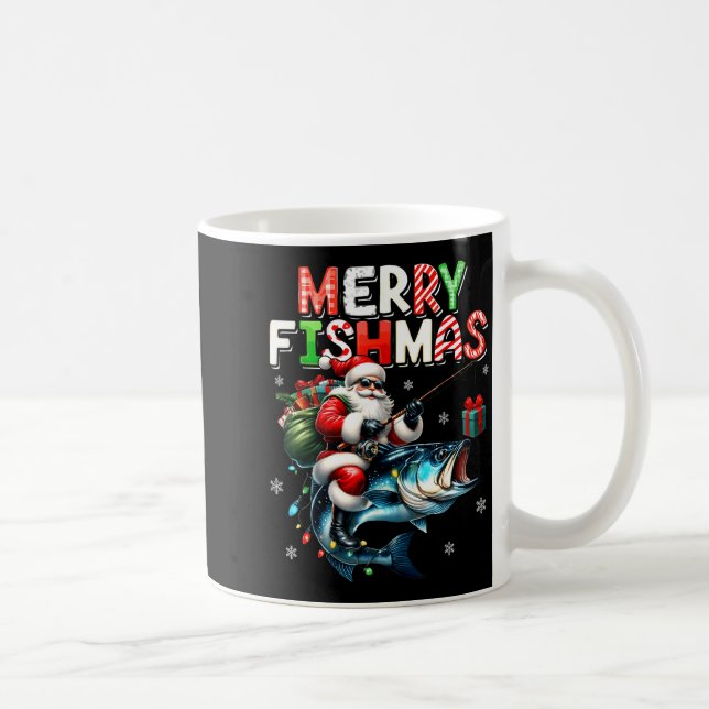 Merry Fishmas Santa Fishing Lovers Funny Fisherman Coffee Mug (Right)