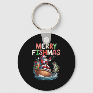 Merry Fishmas Santa Fishing Lovers Funny Fisherman Keychain