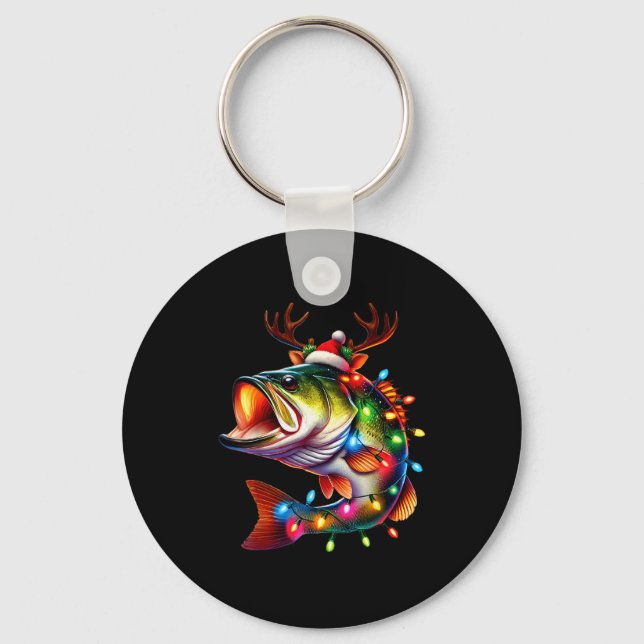 Merry Fishmas Santa Fishing Lovers Funny Fisherman Keychain (Front)