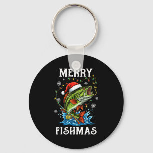 Merry Fishmas Santa Fishing Lovers Funny Fisherman Keychain