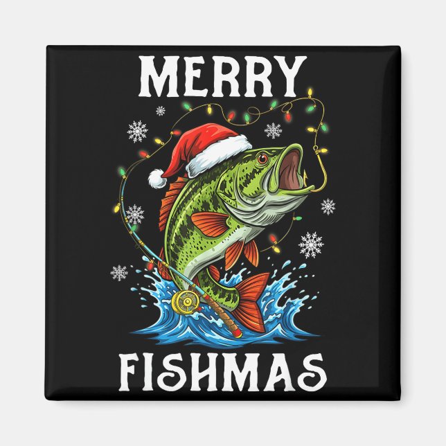 Merry Fishmas Santa Fishing Lovers Funny Fisherman Magnet (Front)