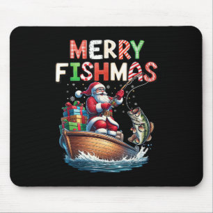 Merry Fishmas Santa Fishing Lovers Funny Fisherman Mouse Pad