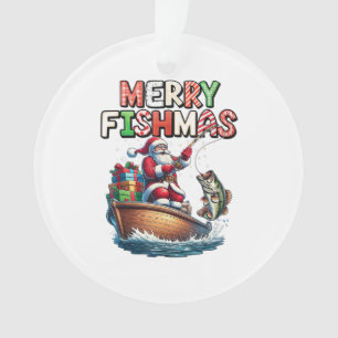 Merry Fishmas Santa Fishing Lovers Funny Fisherman Ornament