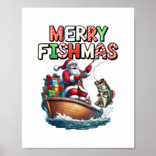 Merry Fishmas Santa Fishing Lovers Funny Fisherman Poster