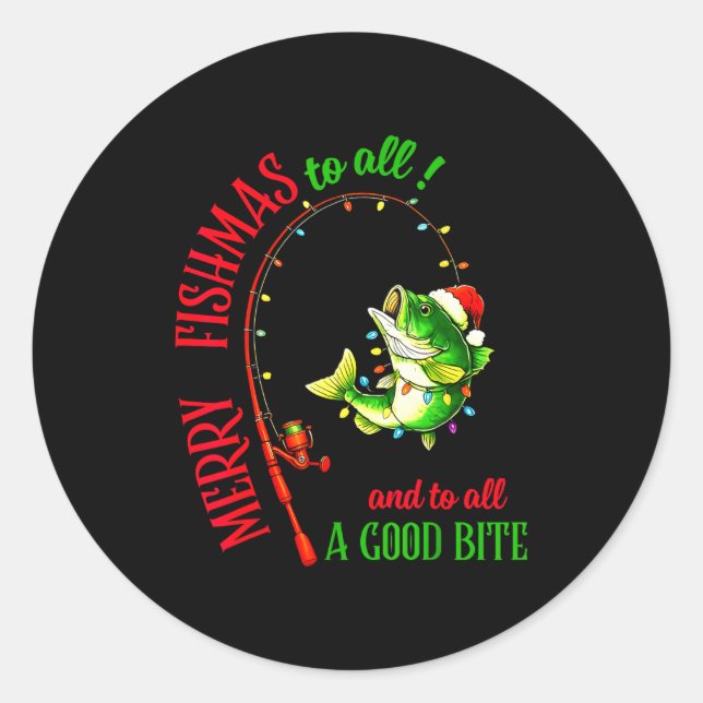 Merry Fishmas To All Fishing Fisherman's Funny Chr Classic Round Sticker (Front)