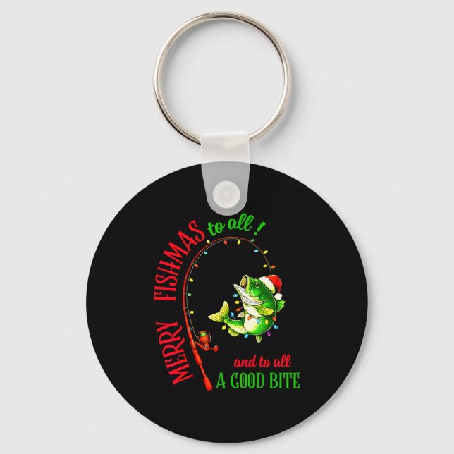 Merry Fishmas To All Fishing Fisherman's Funny Chr Keychain (Front)