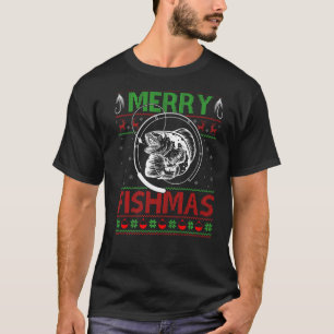 Merry Fishmas Xmas Fishing Fisherman Fish Ugly Chr T-Shirt