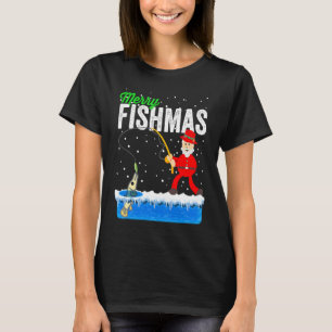 Merry Fishmas Xmas Idea Christmas Santa Fishing T-Shirt
