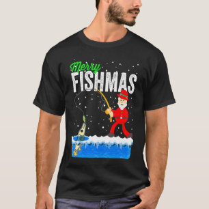 Merry Fishmas Xmas Idea Christmas Santa Fishing T-Shirt