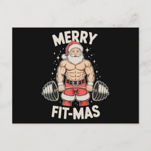 Merry Fit Mas Santa Lifting Gym Christmas Xmas Holiday Postcard