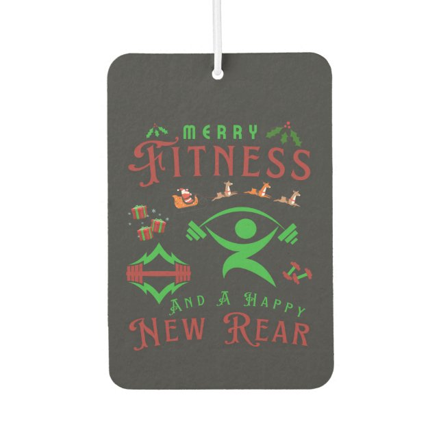 Merry Fitmas and Happy New Rear Christmas Gym Air Freshener (Front)