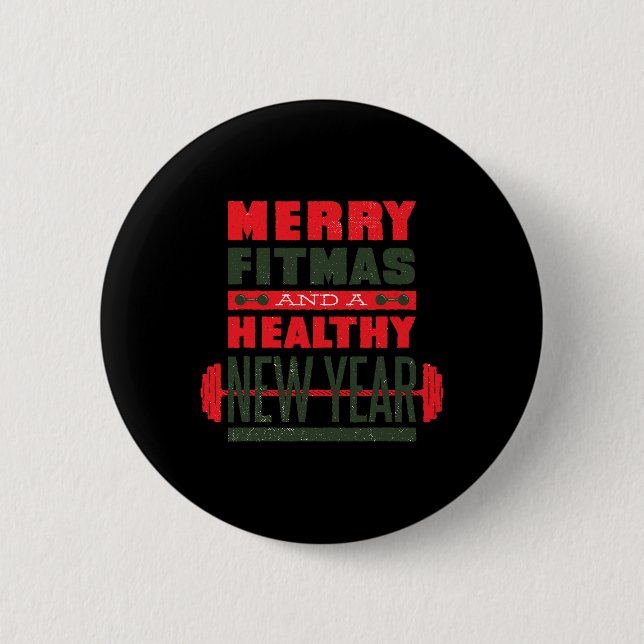 Merry Fitmas And Happy New Rear Fitness Funny Xmas 2 Inch Round Button (Front)