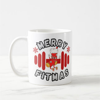 Merry Fitmas Christmas Fitness Barbell Design Coffee Mug