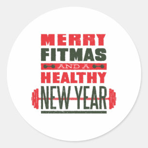 Merry fitmas classic round sticker