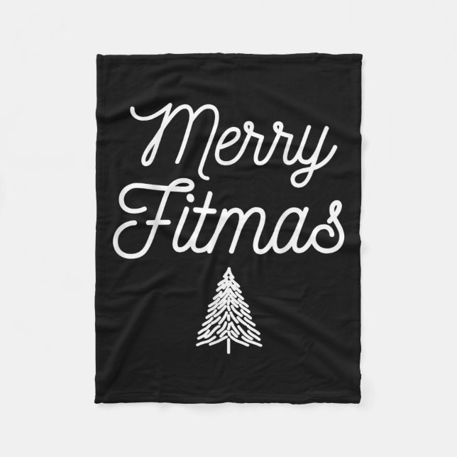 Merry Fitmas For Christmas Workout Xmas Gym Holida Fleece Blanket (Front)