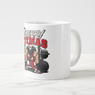 Merry Fitmas Stronger Than My Excuses Christmas Large Coffee Mug