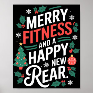 Merry Fitness And A Happy New Rear Fitmas Christma Poster