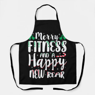 Merry Fitness And Happy New Rear Workout Christmas Apron