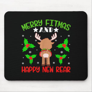 Merry Fitness Happy New Rear Workout Christmas  Mouse Pad