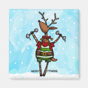 merry fitness reindeer magnet