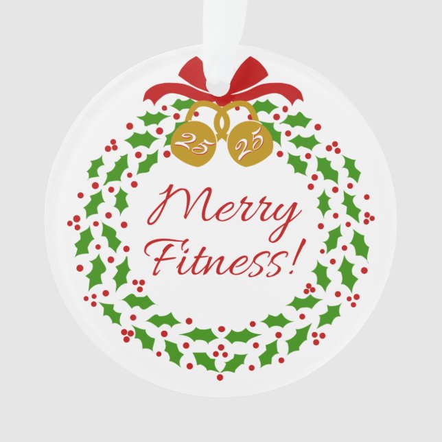 Merry Fitness Wreath Acryllic Circle Ornament (Front)