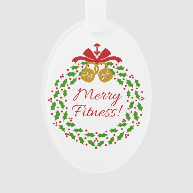 Merry Fitness Wreath Acryllic Oval Ornament (Front)