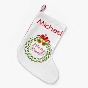 Merry Fitness Wreath Custom Christmas Stocking
