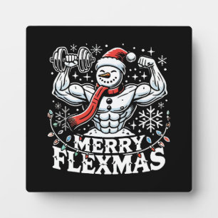 Merry Flexmas - Snowman Flexing Christmas Gym  Plaque