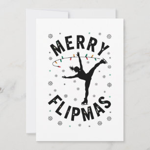 Merry Flipmas Ice Skater Figure Skating Christmas Invitation