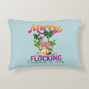 Merry Flocking Christmas   Christmas in July Accent Pillow
