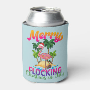 Merry Flocking Christmas Christmas in July Can Cooler