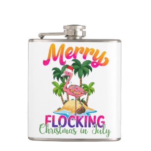 Merry Flocking Christmas Christmas in July Hip Flask